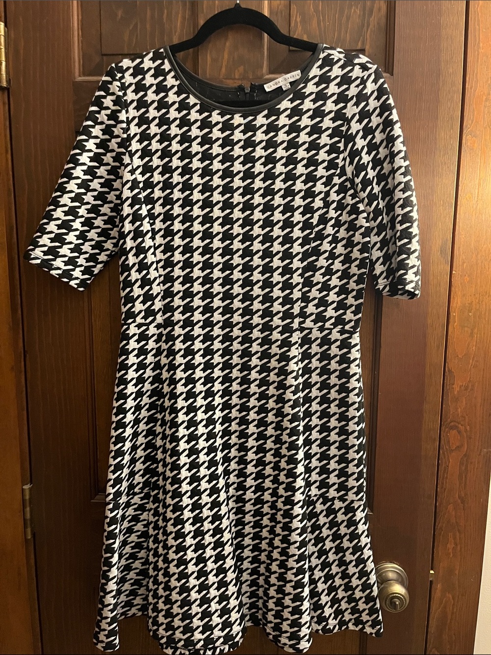 Sandra Darren Black and White Houndstooth Fit & Flare Dress